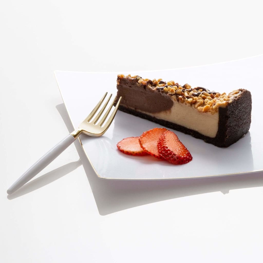 White and Gold Plastic Mini Forks | 20 Forks