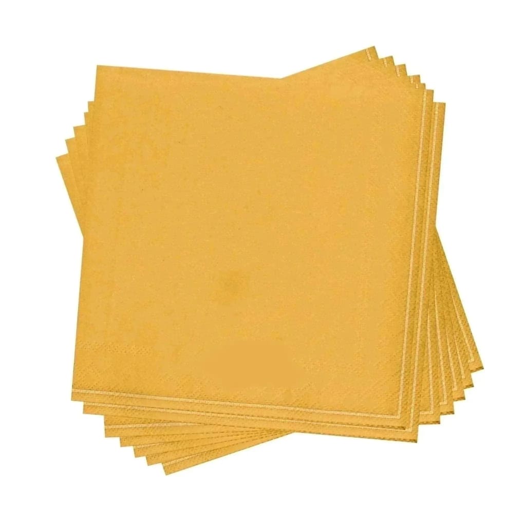 Yellow with Gold Stripe Paper Cocktail Napkins | 20 Napkins